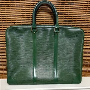 Vintage Louis Vuitton Epi Green Porte Documents Voyage Bag